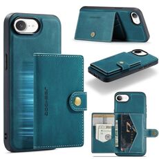 Per iPhone 16e JEEHOOD J01 Retro Custodia per telefono con portafoglio magnetico staccabile (blu)