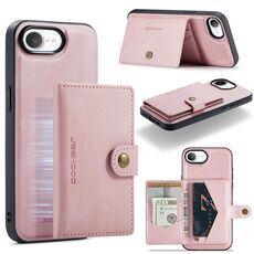 Per iPhone 16e JEEHOOD J01 Retro Custodia per telefono con portafoglio magnetico staccabile (rosa)