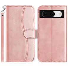 Per Google Pixel 8 Custodia in pelle a forma di S con doppia piegatura (oro rosa)