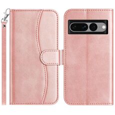 Per Google Pixel 7 Pro Custodia in pelle a forma di S con doppia piegatura (oro rosa)