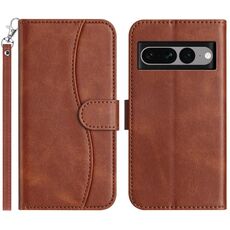 Per Google Pixel 7 Pro Custodia per telefono in pelle a forma di S a doppia piega (caffè)