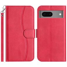 Per Google Pixel 7 Custodia in pelle a forma di S con doppia piegatura (rosso rosa)