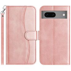 Per Google Pixel 7 Custodia in pelle a forma di S con doppia piegatura (oro rosa)
