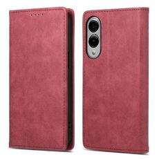 Per Samsung Galaxy S25 Edge 5G Business Custodia per telefono in pelle magnetica RFID a tinta unita (rosso)