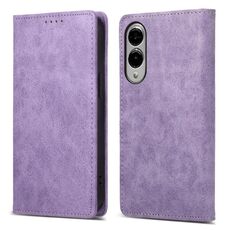 Per Samsung Galaxy S25 Edge 5G Business Custodia per telefono in pelle magnetica RFID a tinta unita (viola)