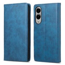 Per Samsung Galaxy S25 Edge 5G Business Custodia per telefono in pelle magnetica RFID a tinta unita (blu)