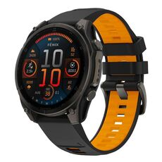 Per Garmin 26mm Kalebol Cinturino in silicone bicolore (nero arancione)