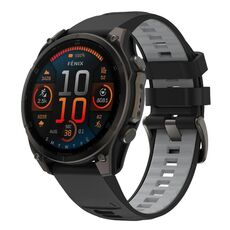 Per Garmin 26mm Kalebol Cinturino in silicone bicolore (nero grigio)