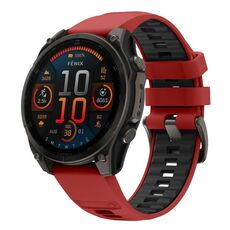 Per Garmin 26mm Kalebol Cinturino in silicone bicolore (rosso nero)