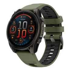 Per Garmin 26mm Kalebol Cinturino in silicone bicolore (verde militare nero)