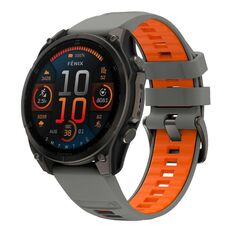 Per Garmin 26mm Kalebol Cinturino in silicone bicolore (grigio siderale arancione)