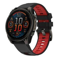 Per Garmin 22mm Kalebol Cinturino in silicone bicolore (nero rosso)