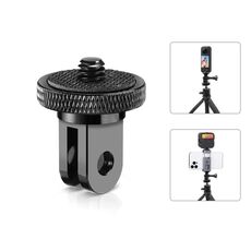 PULUZ Adattatore per action cam con treppiede in metallo con vite da 1/4 di pollice (nero)