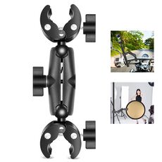 PULUZ Moto Dualheads Crab Clamp Action Camera Supporto fisso per manubrio (nero)