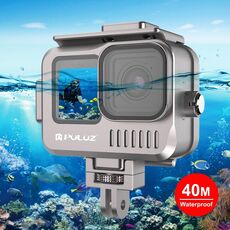 Per GoPro HERO12 Nero/11 Nero/10 Nero/9 Nero PULUZ 40 m Custodia impermeabile Custodia protettiva in lega di alluminio (Grigio)