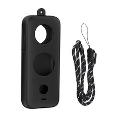 Per Insta360 One X2 Sunnylife ST-Q9420 Custodia protettiva in silicone Custodia nera + cordino