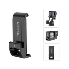 Per GoPro Hero11 Black / HERO10 Black /9 Black TELESIN Coperchio laterale impermeabile Porta di ricarica facilmente rimovibile (Nero)