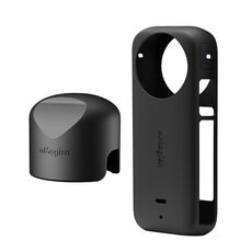 Per Insta360 X3 aMagisn Body Custodia protettiva in silicone, Stile: Corpo + Custodia per obiettivo (Nero)