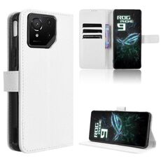Per ASUS ROG Phone 9 / 9 Pro Custodia in pelle con texture a diamante (bianca)