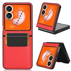 Per Tecno Phantom V Flip2 Litchi Texture Card Slots Back Cover Custodia per telefono (rosso)