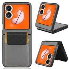 Per Tecno Phantom V Flip2 Litchi Texture Card Slots Back Cover Custodia per telefono (grigio)