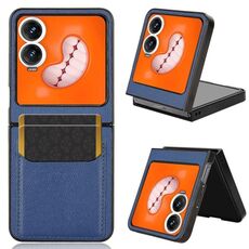 Per Tecno Phantom V Flip2 Litchi Texture Card Slots Back Cover Custodia per telefono (blu)
