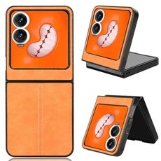 Per Tecno Phantom V Flip2 Custodia per telefono con motivo a mucca e cuciture (giallo)