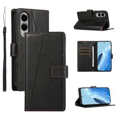 Per Samsung Galaxy S25 Edge 5G PU Custodia in vera pelle con trama in rilievo (nero)