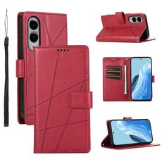 Per Samsung Galaxy S25 Edge 5G Custodia per telefono in vera pelle PU con trama in rilievo (rosso)