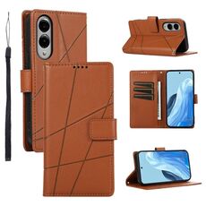 Per Samsung Galaxy S25 Edge 5G PU Custodia in vera pelle con trama in rilievo (marrone)
