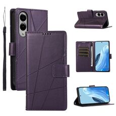Per Samsung Galaxy S25 Edge 5G PU Custodia in vera pelle con trama in rilievo (viola)