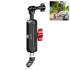 Supporto per asta per braccio magico in metallo CNC obliquo per retrovisore per moto PULUZ