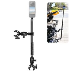 PULUZ Moto A Doppia Testa e Morsetti a Testa Singola Manubrio Montaggio Fisso 150 cm Selfie Stick (Nero)