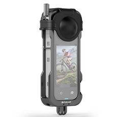 Per Insta360 X4 PULUZ Custodia protettiva in metallo per gabbia Rig con copriobiettivo (nero)