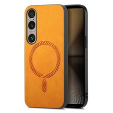 Per Sony Xperia 1 VI Retro Magsafe Custodia per telefono con cover posteriore magnetica in PU (giallo)