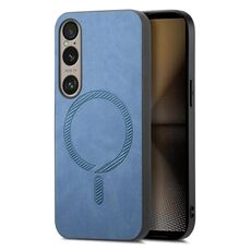 Per Sony Xperia 1 VI Retro Magsafe Custodia per telefono con cover posteriore magnetica in PU (blu)