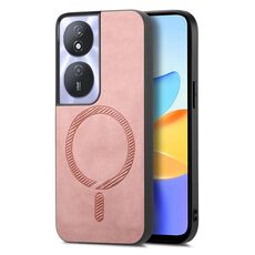 Per Honor Play 50 Plus 5G Retro Magsafe Custodia per telefono con cover posteriore in PU magnetica (rosa)