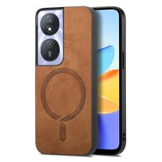 Per Honor Play 50 Plus 5G Retro Magsafe Custodia per telefono con cover posteriore in PU magnetica (marrone)