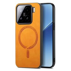 Per Xiaomi 15 Custodia per telefono con retro in PU Magsafe in tinta unita (giallo)