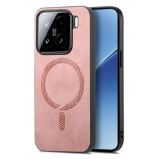 Per Xiaomi 15 Custodia per telefono con retro in PU Magsafe tinta unita (rosa)