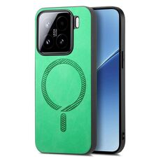 Per Xiaomi 15 Custodia per telefono con retro in PU Magsafe in tinta unita (verde)