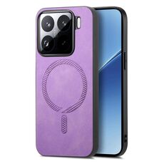 Per Xiaomi 15 Pro Custodia per telefono con retro in PU Magsafe tinta unita (viola)