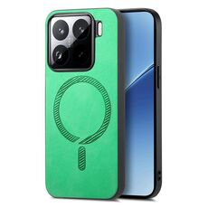 Per Xiaomi 15 Pro Custodia per telefono con retro in PU Magsafe a tinta unita (verde)