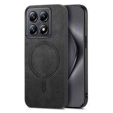 Per Xiaomi 14T Pro Custodia per telefono con retro in PU Magsafe tinta unita (nero)