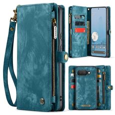 Per Google Pixel 9a CaseMe 008 Custodia in pelle multifunzionale staccabile (blu)