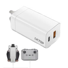 Per l'adattatore CA per caricabatterie GaN LKTOP serie DJI Mavic da 65 W con porta USB-C e USB-A, spina americana