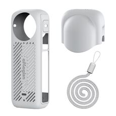 Per Insta360 X4 aMagisn Custodia protettiva in silicone per corpo + copriobiettivo grigio