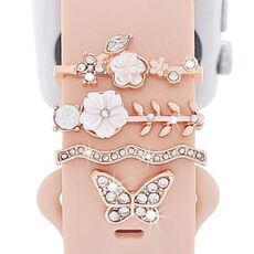 4 pezzi / set Smart Watch Universale Cinturino in silicone Anello decorativo Accessori in metallo (oro rosa)