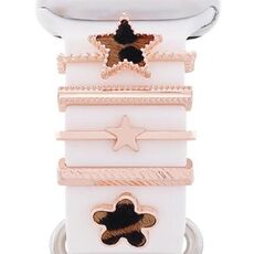 5 pezzi / set Smart Watch Universale Cinturino in silicone Anello decorativo Accessori in metallo, Stile: Oro rosa 3