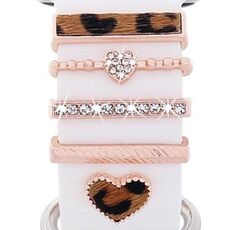 5 pezzi / set Smart Watch Universale Silicone Band Anello decorativo Accessori in metallo, Stile: Oro rosa 4